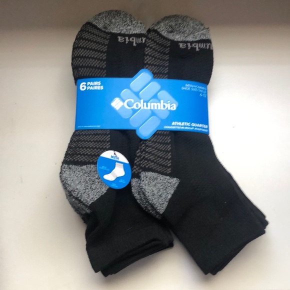 New Columbia Socks Package 6 Pairs Mens Black & Gray Athletic Quarter Crew Socks - Picture 12 of 12